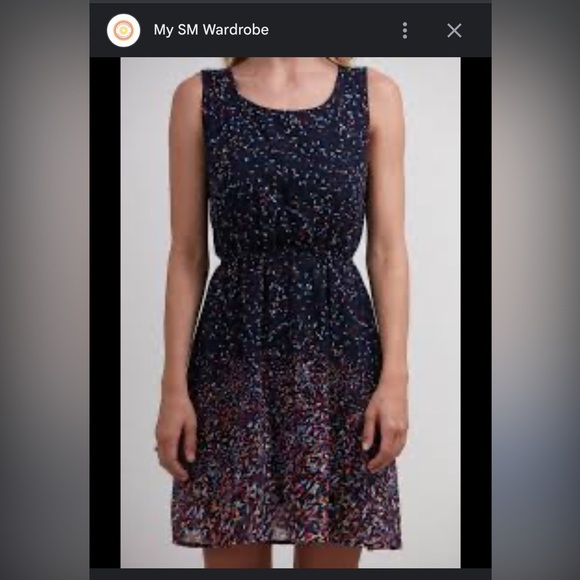 SM Wardrobe Colorful Blue Dress Waist Tie Sleeveless Lined Women’s Medium Large - Picture 4 of 4